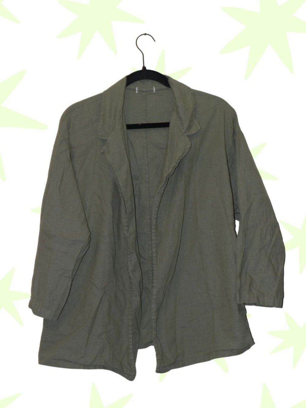 Linen/cotton blend lightweight open front blazer XL